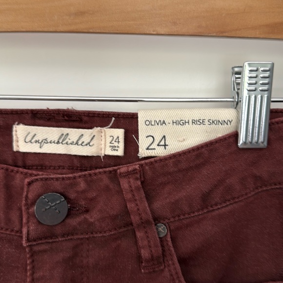 NWT Anthropologie Unpublished Olivia- High Rise Skinny Jeans Brick -24 - Picture 4 of 4